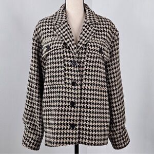 Anine Bing Houndstooth Wool Blend Tan Oversized Flynn Coat Jacket Small | FLAW